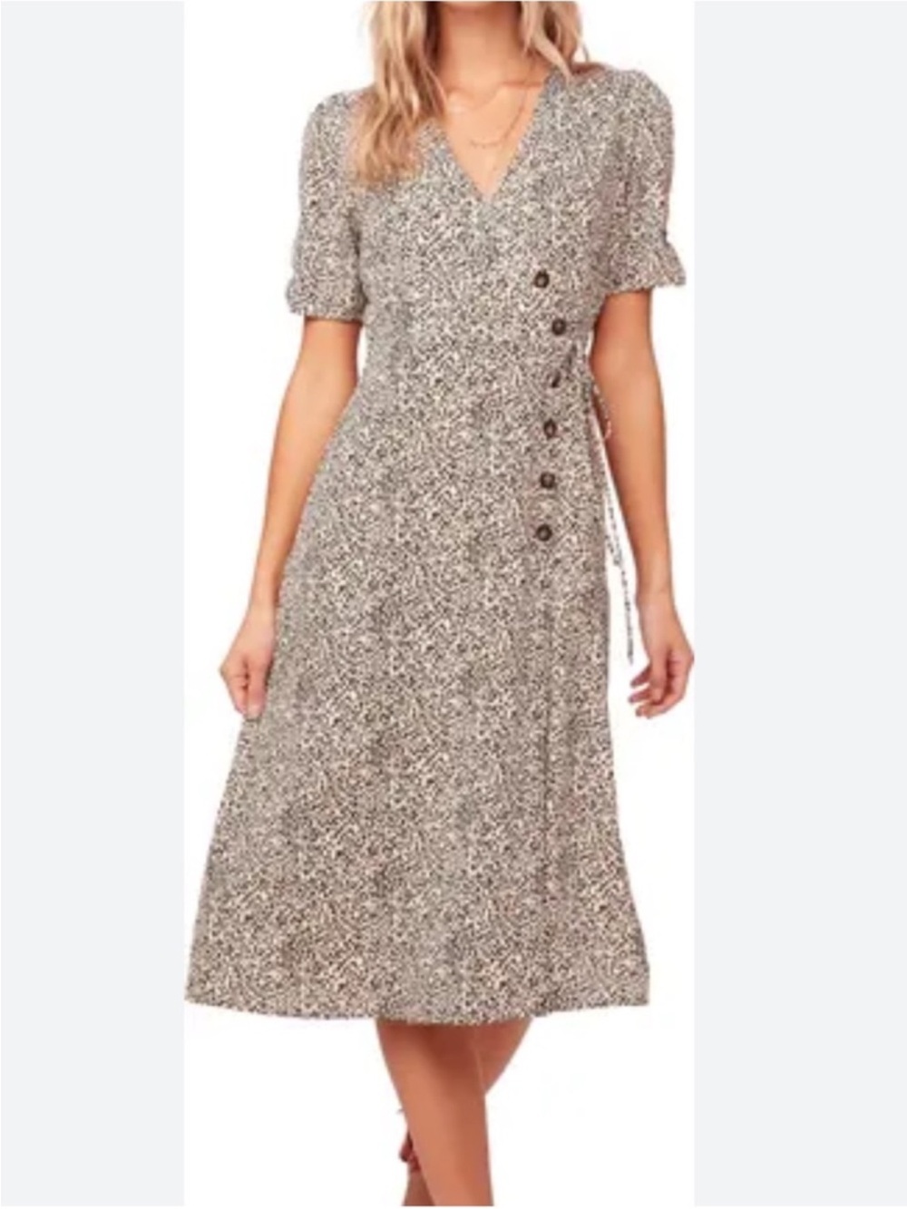 Astr The Label Floral Kingsley Micro PrintWrap Midi Dress Size S